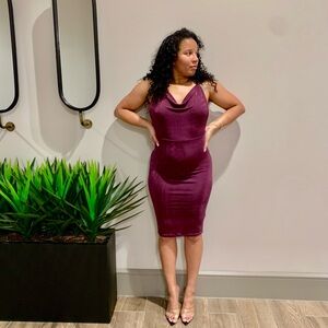 Elegant Velvet Purple Dress